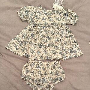 Floral Print Kids Dress and Bloomers Set
